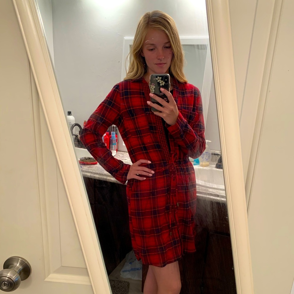 Flannel button up dress